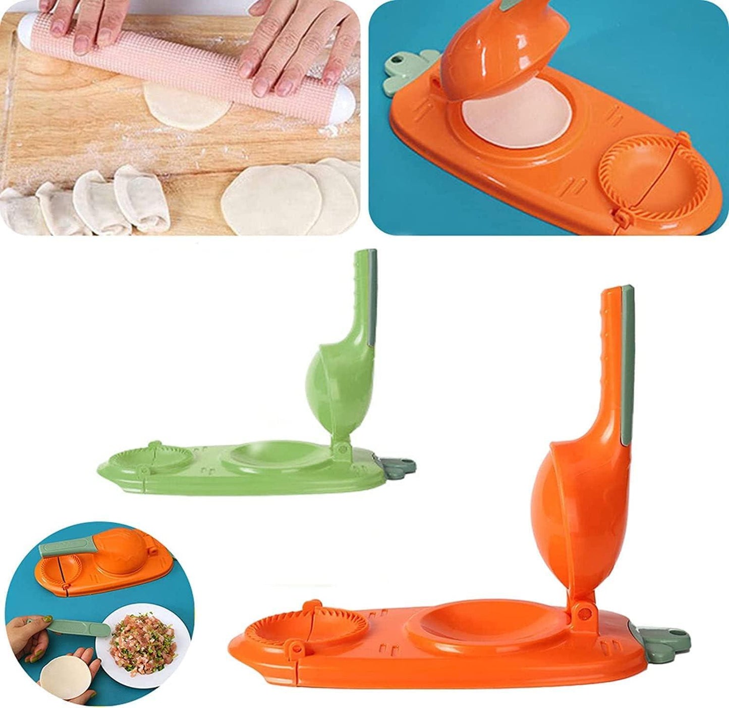2 In 1 Portable Press Dumpling Skin Maker Machine(Orange)