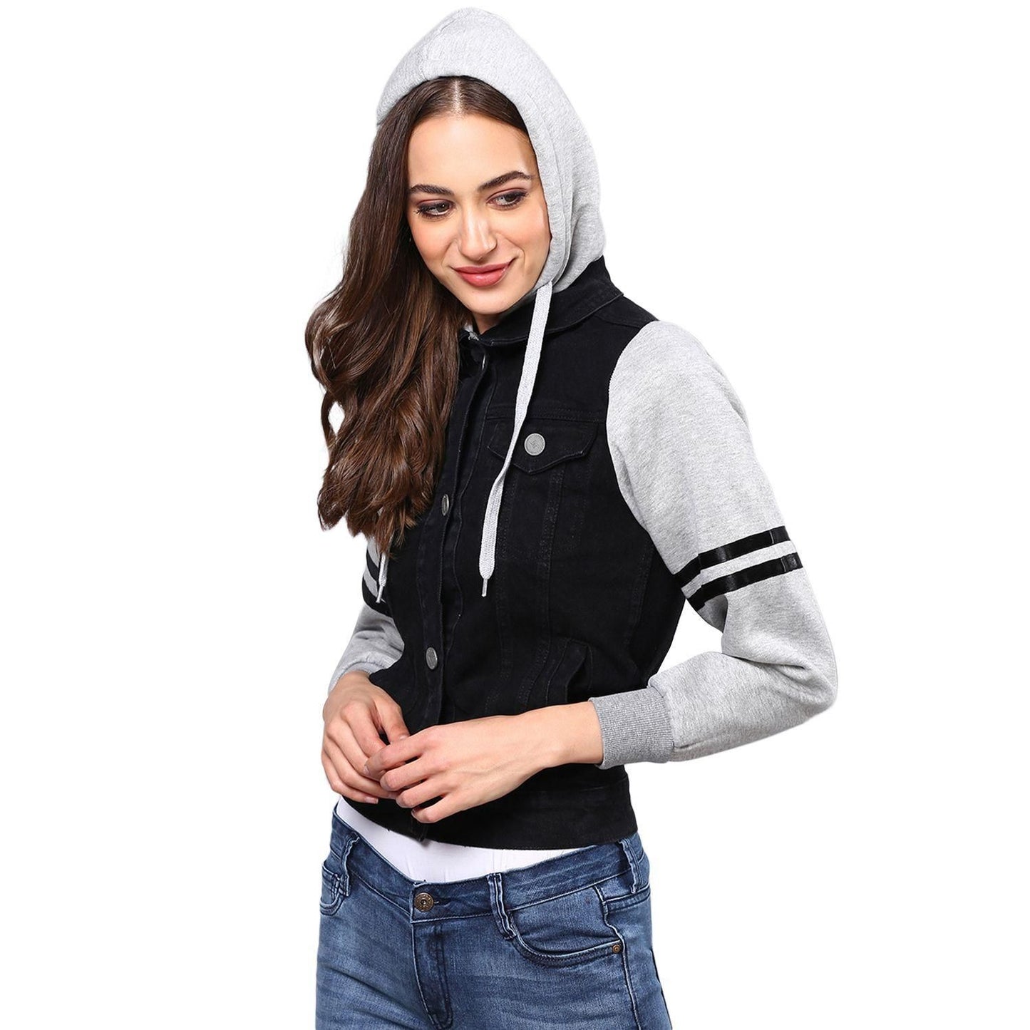 Campus Sutra Women Colorblock Stylish Casual Denim Jacket